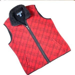 Karen Scott Sport Red & Black Fur Vest Large